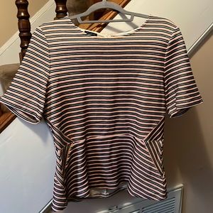 Talbots Striped Peplum Petite Top